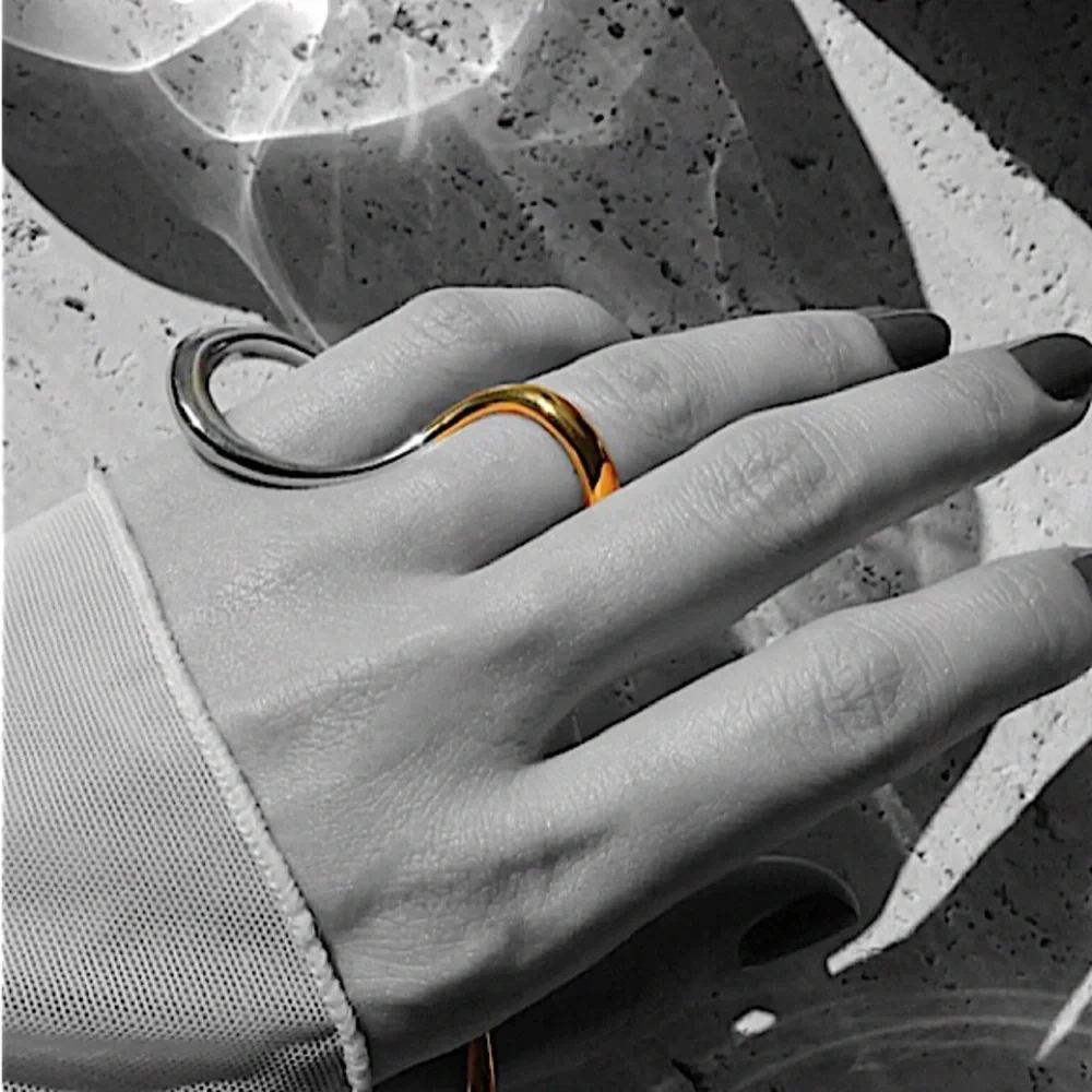 Sterling Silver Geometric Ring, Versatile, Creative, Design, Unique, Trendy